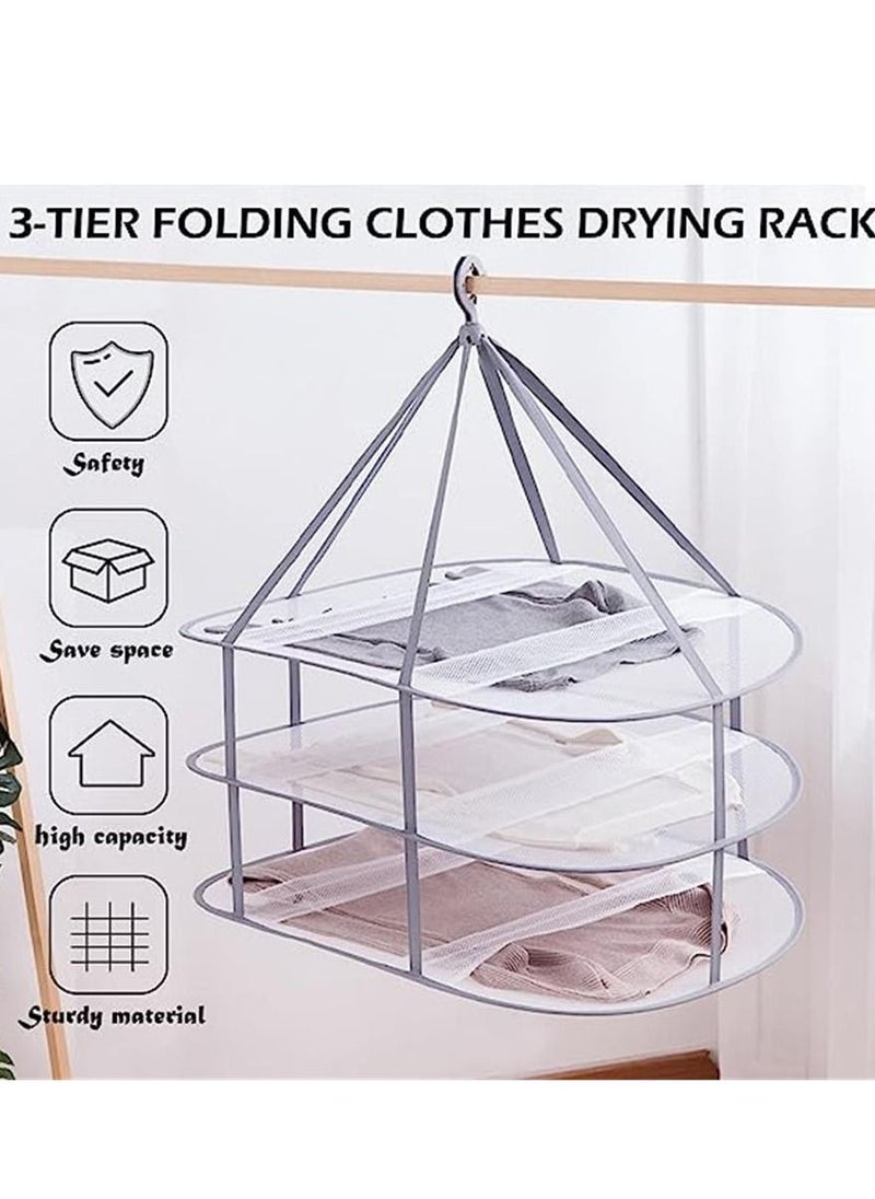 Generic - 3 Layers Folding Clothes Drying Rack, Collapsible Sweater Drying Rack, Mesh Hanging Air Dryer for T-Shirt Swimsuit Food, with Internal Fixation (30X30.7X24 in/2PCS) - Image 1