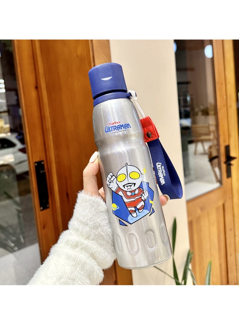 زد Ultraman children's thermos cup Large capacity straw water cup 520ml natural Ultraman 