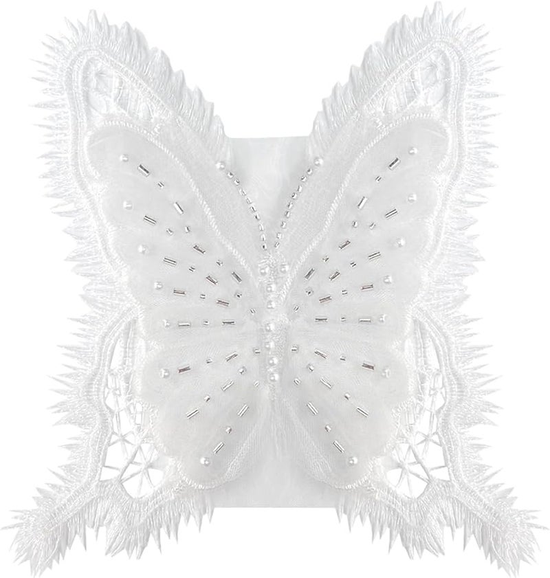 لآلئ فراشة تطريز بقع للملابس القبعات وشاح فستان الزفاف ديكور اكسسوارات - Image 1