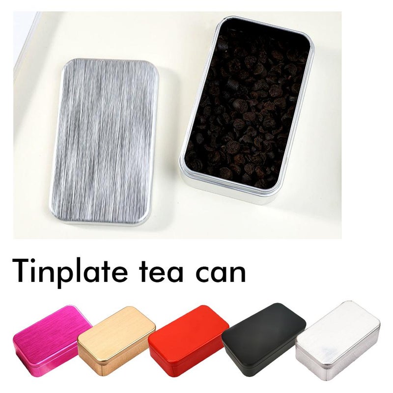 Tinplate tea canister packaging, small storage box, brushed metal tea box, playing card box, storage. - Image 2