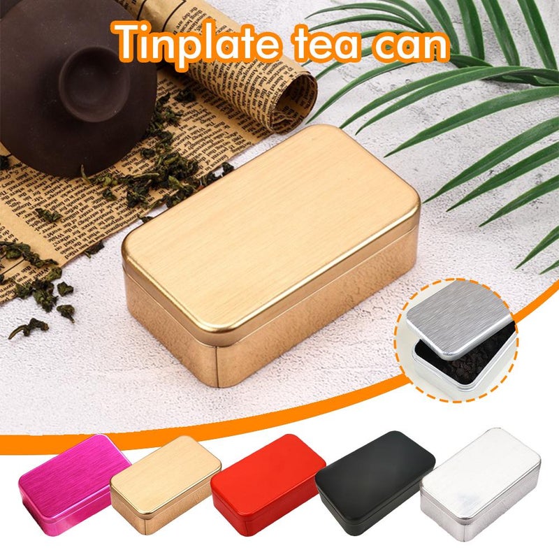 Tinplate tea canister packaging, small storage box, brushed metal tea box, playing card box, storage. - Image 3