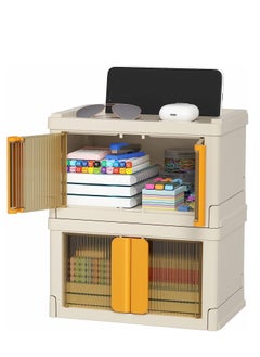 Versatile Foldable Storage Bins, Set of 2 Plastic Containers with Lids for Office Supplies, Snacks, and More, Ideal for Organizing Your Workspace and Keeping It Tidy, 2PCS