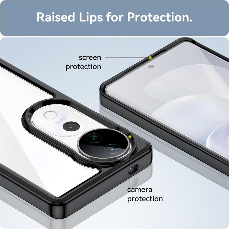 Mingwei Case For Vivo V40/V40 Pro 5G Clear Soft Tpu Shock Absorption Slim Lightweight Shockproof Cover Hybrid Protective Case Black, V40/V40 Pro - Image 3