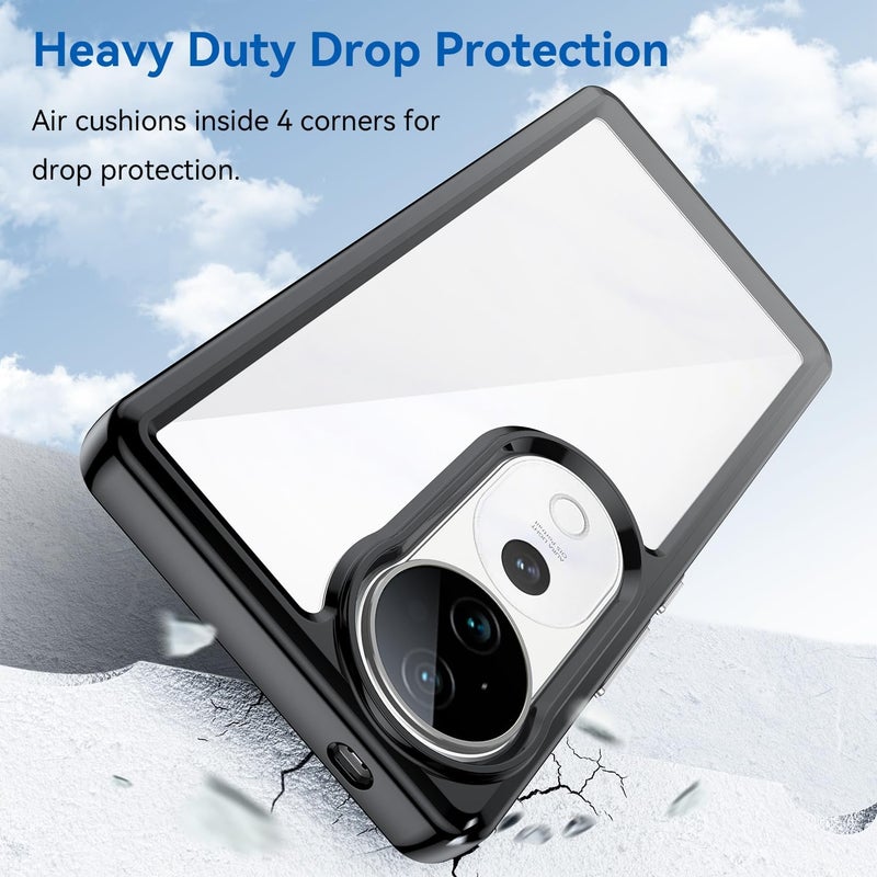 Mingwei Case For Vivo V40/V40 Pro 5G Clear Soft Tpu Shock Absorption Slim Lightweight Shockproof Cover Hybrid Protective Case Black, V40/V40 Pro - Image 4