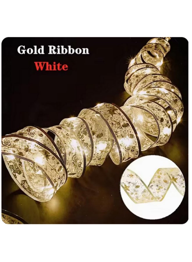 5M Glowing Star Pattern Christmas Led Double Ribbon Fairy Lights String Christmas Tree Decoration Navidad DecoracióN Liquidaciones -50LED  Gold-White - Image 4