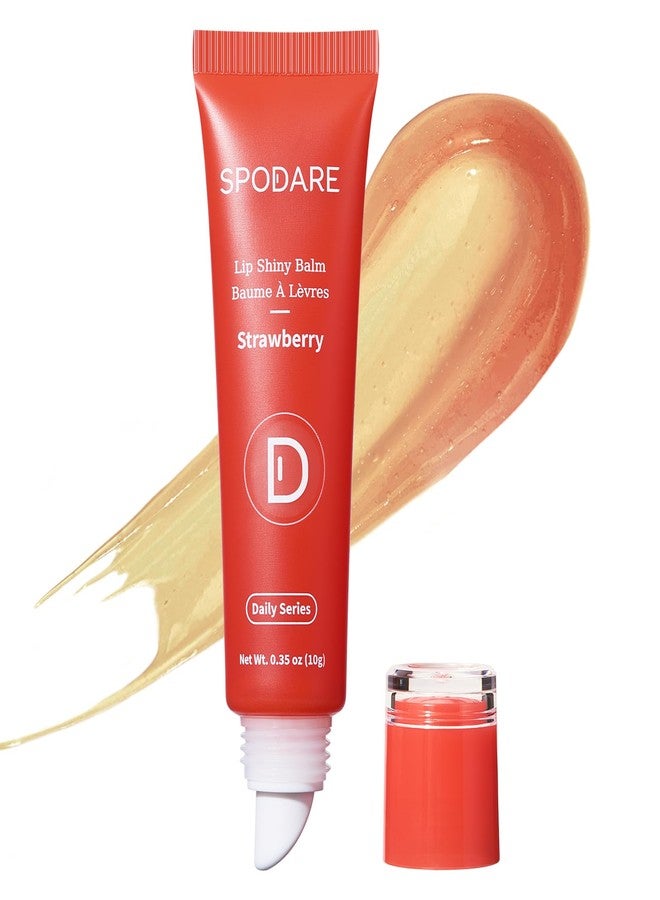 SPODARE Lip Oil Balm Strawberry: Hydrate and Nourish with Natural Strawberry Extracts& Hyaluronic Acid Complex, Softening, Gloss Finish, Christmas - Light Weight with Shea Butter - Image 1