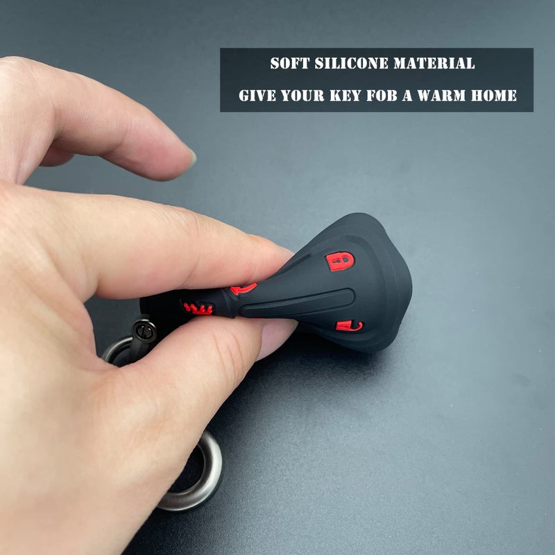 TANDRIVE 2PCS Silicone Smart Key Fob Cover for 2023 2022 2021 2020 2019 GMC Sierra and Chevy Silverado 1500 2500HD 3500HD, Remote Protector Case(5-Button,Black and Black) - Image 5