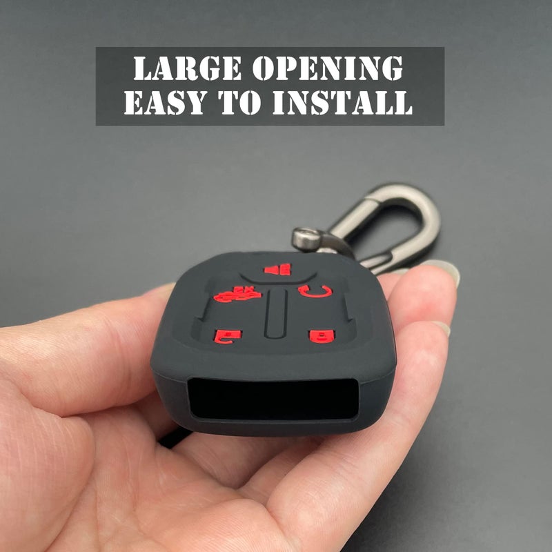 TANDRIVE 2PCS Silicone Smart Key Fob Cover for 2023 2022 2021 2020 2019 GMC Sierra and Chevy Silverado 1500 2500HD 3500HD, Remote Protector Case(5-Button,Black and Black) - Image 4