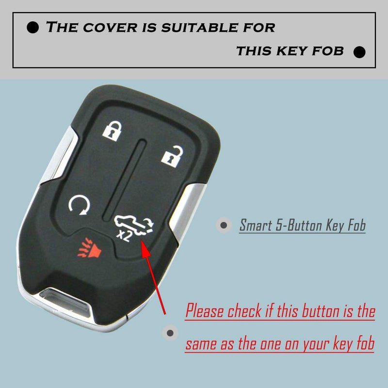 TANDRIVE 2PCS Silicone Smart Key Fob Cover for 2023 2022 2021 2020 2019 GMC Sierra and Chevy Silverado 1500 2500HD 3500HD, Remote Protector Case(5-Button,Black and Black) - Image 2