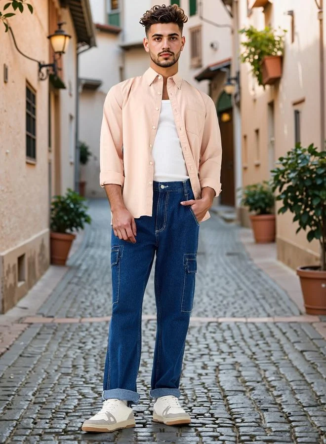 Lee Cooper Lee Cooper Regular Fit Collared Shirt with Chest Pocket