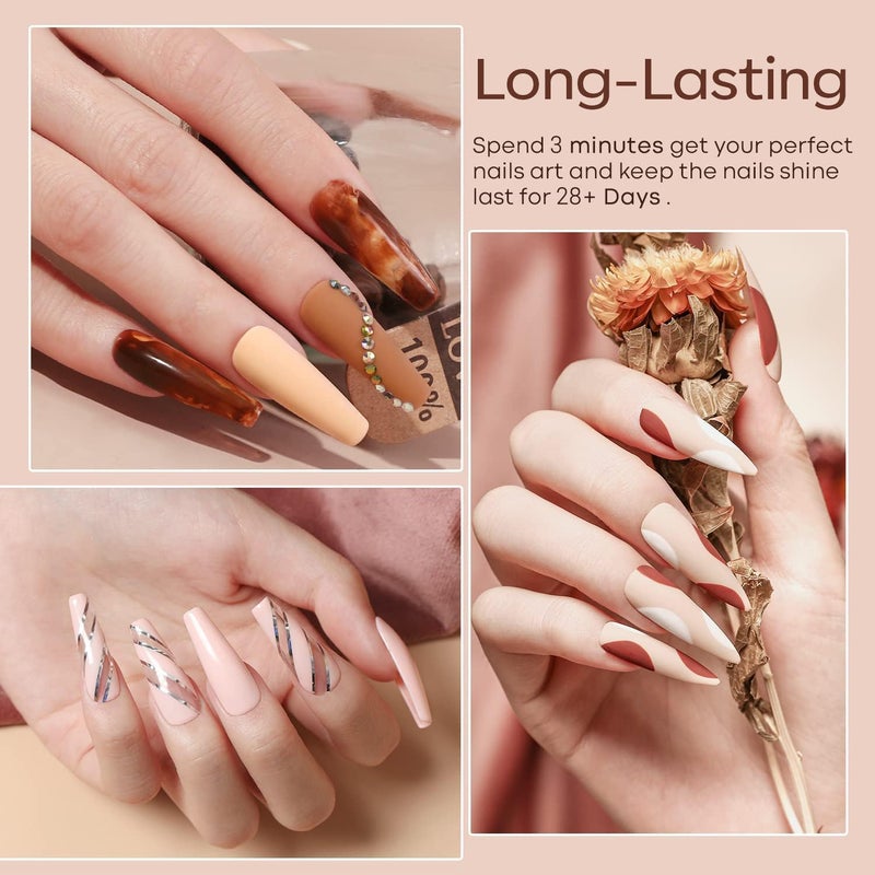 modelones مجموعة طلاء الأظافر الجل من موديلونز - 6 ألوان خريف شتاء نود وردي مجموعة طلاء جل تناسب درجات لون البشرة بني محايد مجموعة طلاء أظافر قابلة للإزالة مانكير دي آي واي فن الأظافر صالون هدية منزلية - Image 4