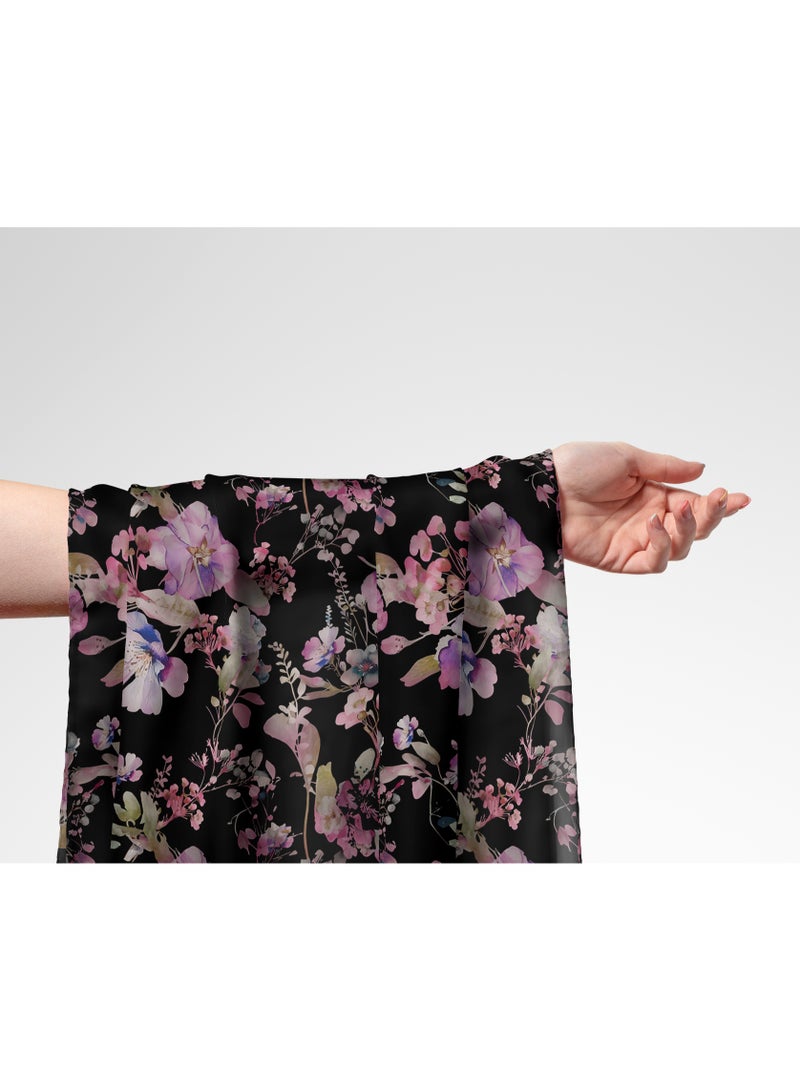 فيلاتو Ø¬Ù„Ø§Ø¨ÙŠØ© Ù…Ø®ÙˆÙŠØ± Ø³ÙˆØ¯Ø§Ø¡ ÙˆØ±Ø¯ÙŠØ© Ù…Ø²Ù‡Ø±Ø© Ù…Ù† Ù‚Ù…Ø§Ø´ Ø­Ø±ÙŠØ± Ø§Ù„Ù„ÙŠÙ„ Ø¹Ø±Ø§Ù…Ù†ÙŠ Ø¨Ø§Ù„ÙŠØ§Ø±Ø¯Ø©ØŒ Ø¹Ø±Ø¶ 58 Ø¨ÙˆØµØ© - Image 1