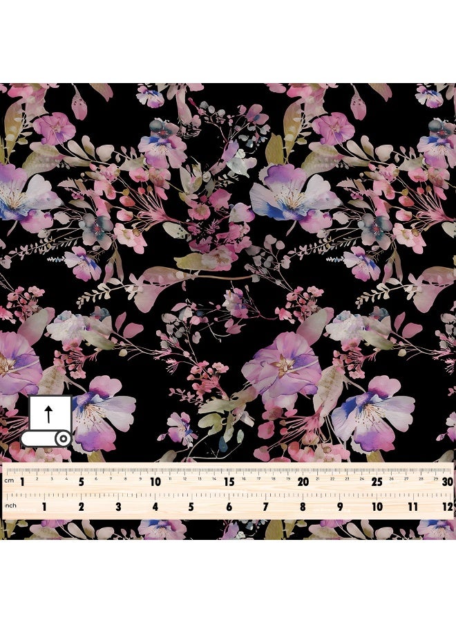 فيلاتو Ø¬Ù„Ø§Ø¨ÙŠØ© Ù…Ø®ÙˆÙŠØ± Ø³ÙˆØ¯Ø§Ø¡ ÙˆØ±Ø¯ÙŠØ© Ù…Ø²Ù‡Ø±Ø© Ù…Ù† Ù‚Ù…Ø§Ø´ Ø­Ø±ÙŠØ± Ø§Ù„Ù„ÙŠÙ„ Ø¹Ø±Ø§Ù…Ù†ÙŠ Ø¨Ø§Ù„ÙŠØ§Ø±Ø¯Ø©ØŒ Ø¹Ø±Ø¶ 58 Ø¨ÙˆØµØ© - Image 4