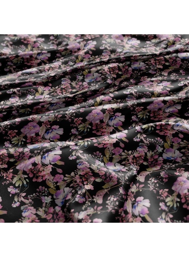 فيلاتو Ø¬Ù„Ø§Ø¨ÙŠØ© Ù…Ø®ÙˆÙŠØ± Ø³ÙˆØ¯Ø§Ø¡ ÙˆØ±Ø¯ÙŠØ© Ù…Ø²Ù‡Ø±Ø© Ù…Ù† Ù‚Ù…Ø§Ø´ Ø­Ø±ÙŠØ± Ø§Ù„Ù„ÙŠÙ„ Ø¹Ø±Ø§Ù…Ù†ÙŠ Ø¨Ø§Ù„ÙŠØ§Ø±Ø¯Ø©ØŒ Ø¹Ø±Ø¶ 58 Ø¨ÙˆØµØ© - Image 3