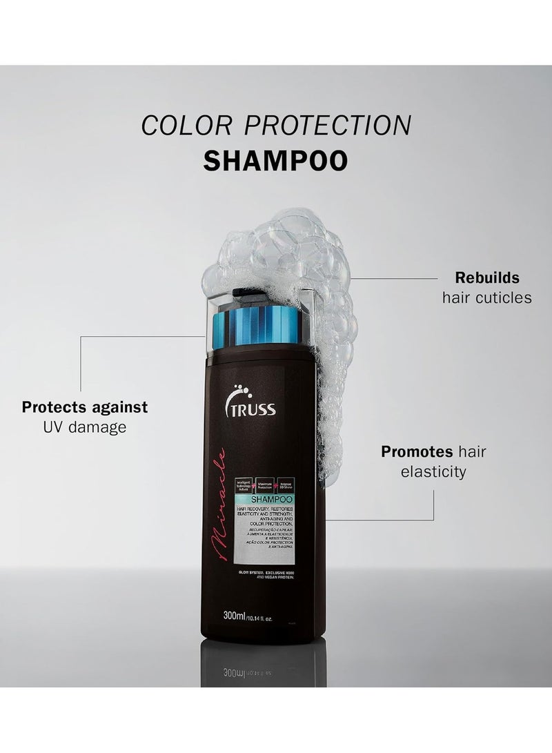 تروس شامبو تروس المعجزة | مزيج البروتين والزيت للشعر التالف | يعيد بناء الشعر ويلمعه ونعومته|حماية من الأشعة فوق البنفسجية واللون|مقاوم للتجعد وقفل الرطوبة|شامبو يومي لجميع أنواع الشعر| 300 مل/10.14 أونصة سائلة - Image 2