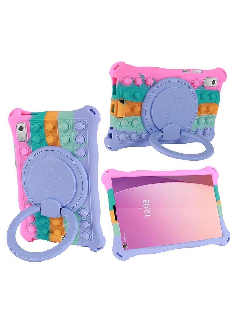 VKL Silicone Case Compatible with 9" Lenovo Tab M9 2023, with [360 Rotating Stand] [Shoulder Strap] [Stylus][Pencil Holder] Silicone Case for for 9.0" Lenovo Tab M9 (TB-310FU), Colorful 1 - Image 2