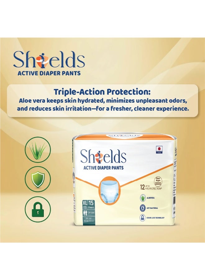 SHIELDS Incontinence Active Adult Diapers Pull-Up Pants, Super Absorbent Leak Guard, XL - Pack of 6 (90 pcs) - Image 2