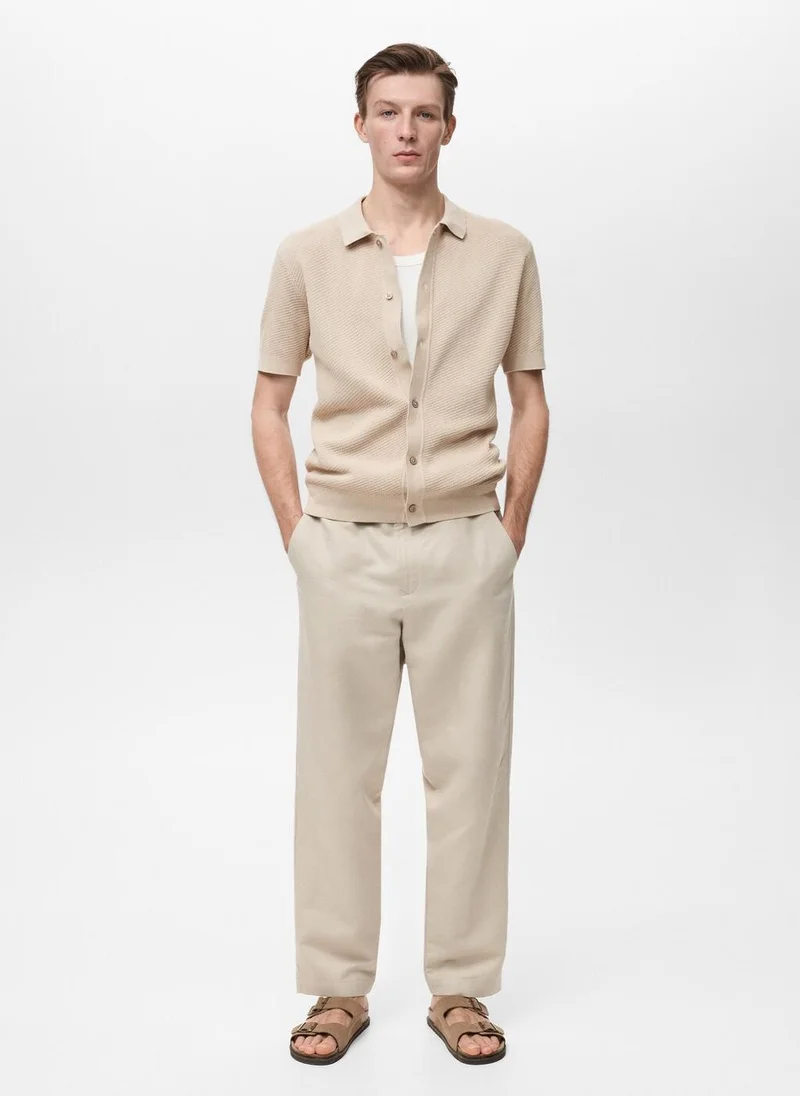 Mango Man Openwork knitted structured shirt