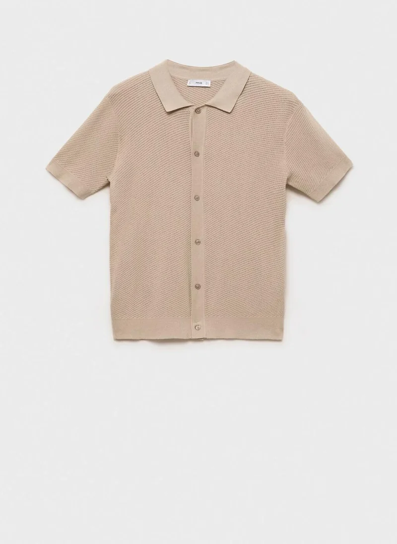 Mango Man Openwork knitted structured shirt
