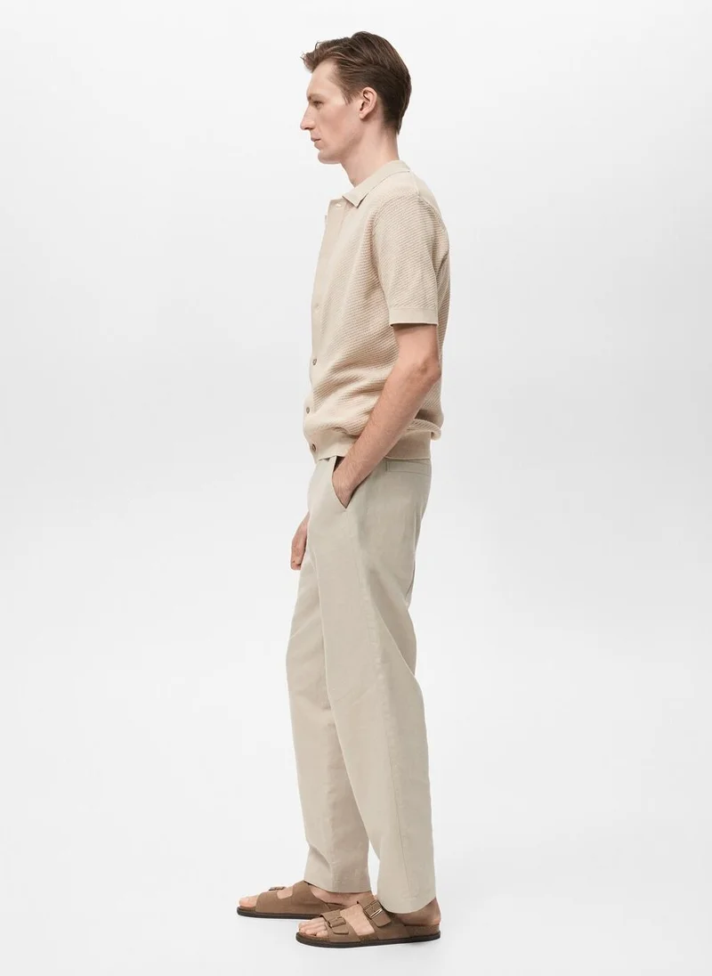 Mango Man Openwork knitted structured shirt