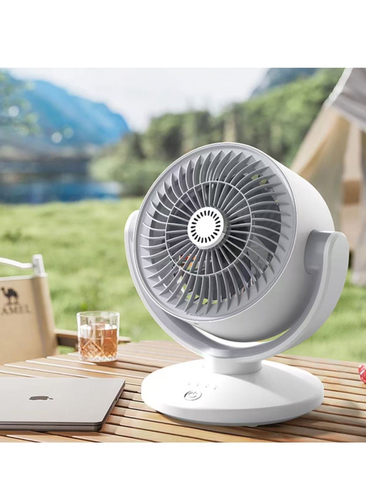 Mini Fan Small, Table Fan, Desk Fan,USB Fan 3 Speeds and Strong Airflow | Aroma Diffuser Pad Slot Light for Outdoor Camping, Desktop, Bedroom, Living Room, Office(KS-2023)