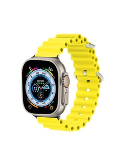 Replacement Strap Ocean Silicone Metal Head Watch Band For Apple Watch Ultra 49mm&Watch Ultra 2 49mm / Series 9&8&7 45mm / SE 3&SE 2&6&SE&5&4 44mm / 3&2&1 42mm Yellow