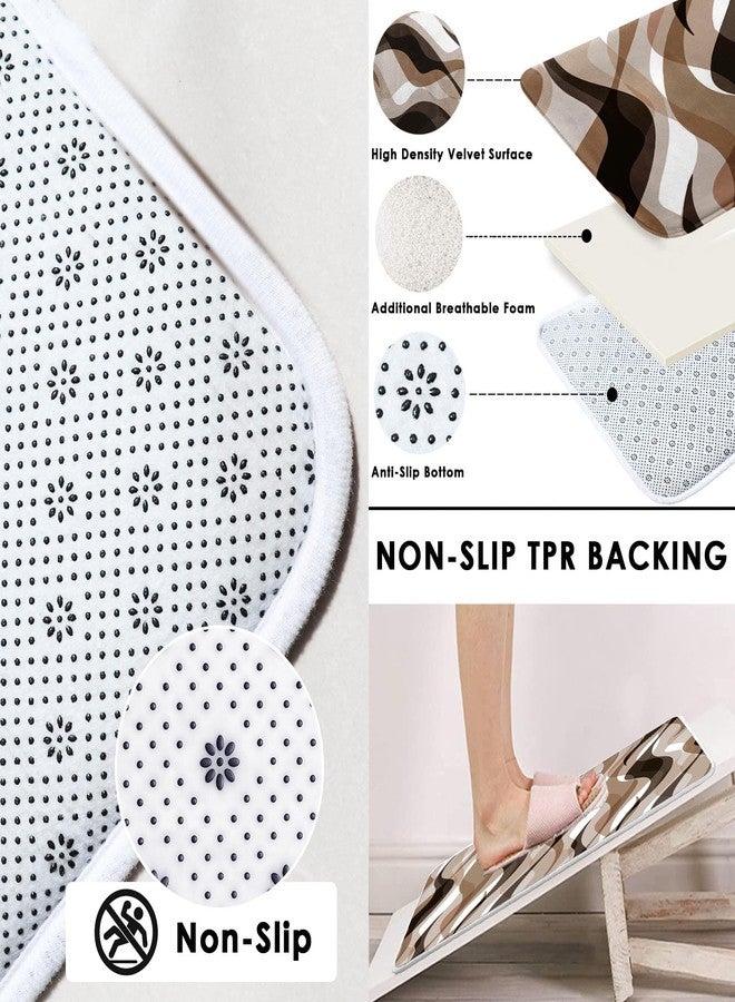 Tayney Brown Shower Curtain Set with Toilet Lid Cover and Non-Slip Rugs for Bathroom, Geometric Lines Ombre 4 Pcs Shower Curtain, Simple Abstract Modern Bathroom Set with 12 Hooks - Image 3