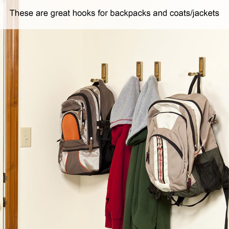 macikwon Foldable Gold Wall Hooks 4 Pack,Heavy Duty Wall Hooks for Hanging Coats Towels Backpacks Bags Brushed Gold Towel Hooks in The Bathroom,Closet,Entryway,Pool and Kitchen.(Gold, 4) - Image 2