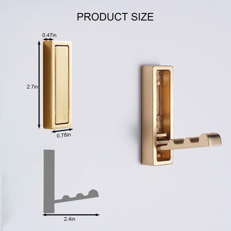 macikwon Foldable Gold Wall Hooks 4 Pack,Heavy Duty Wall Hooks for Hanging Coats Towels Backpacks Bags Brushed Gold Towel Hooks in The Bathroom,Closet,Entryway,Pool and Kitchen.(Gold, 4) - Image 5