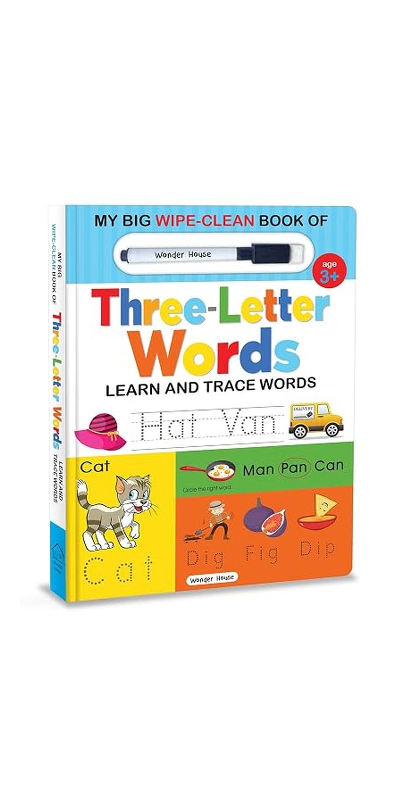 كتابي الكبير لمسح وتنظيف الكلمات المكونة من ثلاثة أحرف للأطفال: تعلم وتتبع الكلمات - Image 1