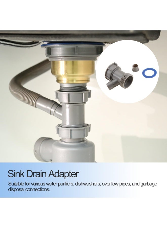 1-1/2 Inch Dishwasher Kitchen Drain Pipe Hose Adapter Wye, Kitchen Sink Pipe Tee Adapter Dishwasher Tailpiece Y-Shaped Strainer Male Female Thread Fitting,with Dishwasher Input 1set - Image 3