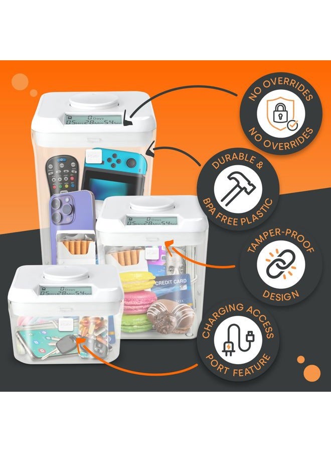 Kitchen Safe kSafe Time Locking Container XL – Tech Lock Box for Tablets, Game Controllers, Large Snack Bags, BPA-Free Plastic, No Overrides, 5.5” W x 10.4” L, White Lid, Clear Base - Image 3