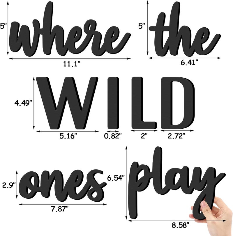 Xylolfsty Playroom Wall Decor Where The Wild Ones Play Sign  Wooden Wall Art for Boys  Girls Toy Room Toddler Nursery Bedroom  8 pcs - Image 2