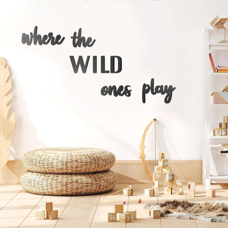 Xylolfsty Playroom Wall Decor Where The Wild Ones Play Sign  Wooden Wall Art for Boys  Girls Toy Room Toddler Nursery Bedroom  8 pcs - Image 4