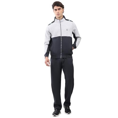 Monte Carlo Men’s Regular Fit Collared Neck Full Sleeve Solid Winter Tracksuit | Soft Warm Material | Stylish Sports & Casual Winter Wear for Men Charcoal XL (Pack Of 1) - Image 1