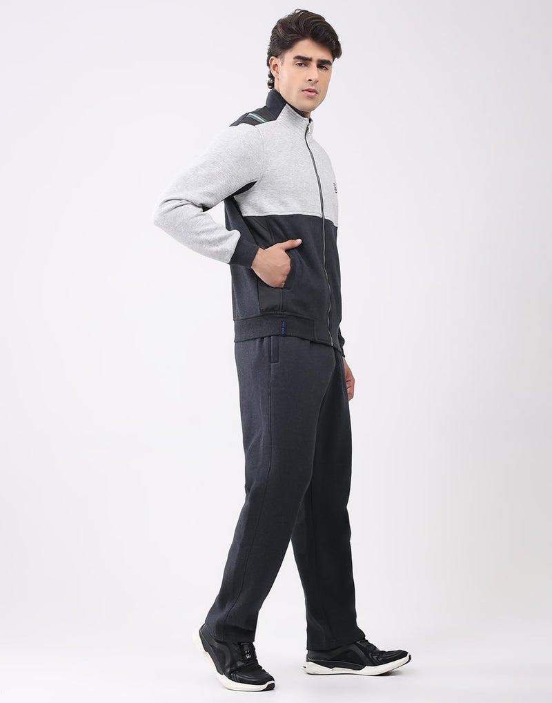 Monte Carlo Men’s Regular Fit Collared Neck Full Sleeve Solid Winter Tracksuit | Soft Warm Material | Stylish Sports & Casual Winter Wear for Men Charcoal XL (Pack Of 1) - Image 3