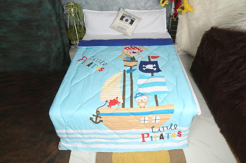 NEW COMERSMicrofiber 200 GSM Printed Plain Reversible Single Bed AC ComforterBlanket For WinterQuiltDuvetRazai For Kids and Adults 230x152Super Soft Micro Fabric Shell Light BlueRoyal Blue
