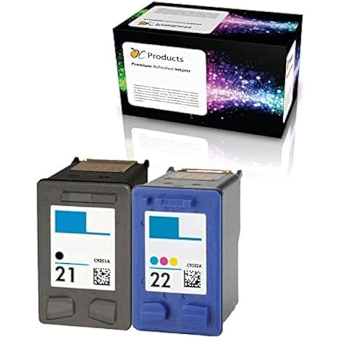 REFILLED INK CARTRIDGE REPLACEMENT FOR HP 21 AND HP 22 FOR PSC 1410 DESKJET F4180 F2280 D2360 D1560 D2460 OFFICEJET 4315 (1 BLACK 1 COLOR)