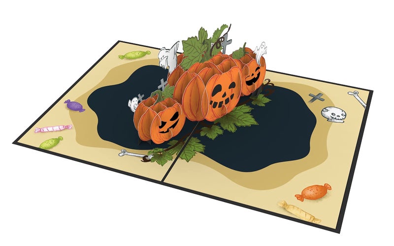 Liif Halloween Pumpkin Ghost 3D Greeting Pop Up Cards - Halloween Card For Kids, Grandson, Funny - With Insert Note & Envelop - Image 3