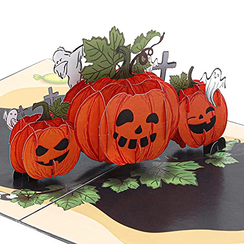 Liif Halloween Pumpkin Ghost 3D Greeting Pop Up Cards - Halloween Card For Kids, Grandson, Funny - With Insert Note & Envelop - Image 1