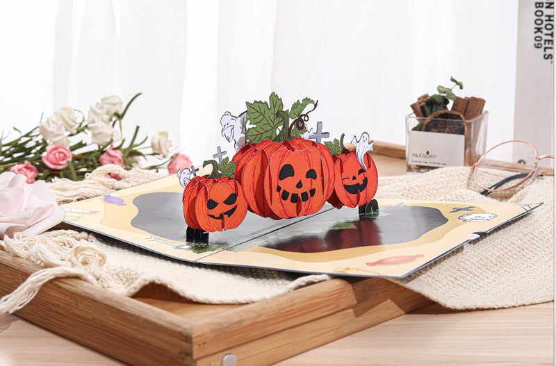 Liif Halloween Pumpkin Ghost 3D Greeting Pop Up Cards - Halloween Card For Kids, Grandson, Funny - With Insert Note & Envelop - Image 4
