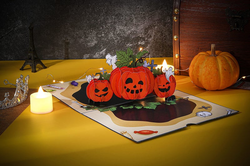 Liif Halloween Pumpkin Ghost 3D Greeting Pop Up Cards - Halloween Card For Kids, Grandson, Funny - With Insert Note & Envelop - Image 5