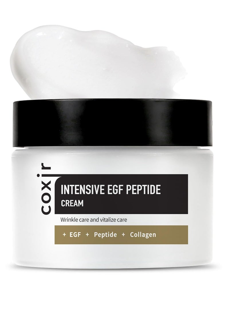 coxir coxir INTENSIVE EGF PEPTIDE CREAM l Day&Night Firming Cream l EGF(Epidermal Growth Factor), Peptides, Niacinamide, Panthenol, Collagen l Korean Skincare [50ml/1.69fl.oz]  - Image 1