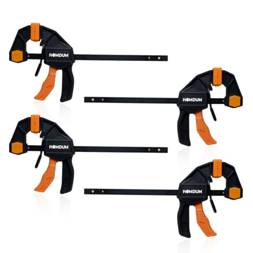 Homdum Quick Grip Bar clamp for woodworking One-Handed Release F type Ratchet clamp wood working size (Deli, 6inch) - Image 1