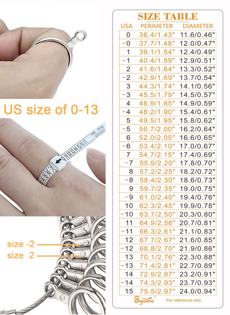 Syarme Ring Sizer Measuring Tool Metal Combination Suit for Finger Sizing Measuring,Jewelry Making,Ring Deformation Correction US Size 0-13 Attached Special Storage Box,Maintenance Hammer and Polished Rod  - Image 3