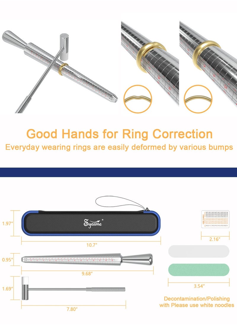 Syarme Ring Sizer Measuring Tool Metal Combination Suit for Finger Sizing Measuring,Jewelry Making,Ring Deformation Correction US Size 0-13 Attached Special Storage Box,Maintenance Hammer and Polished Rod  - Image 4