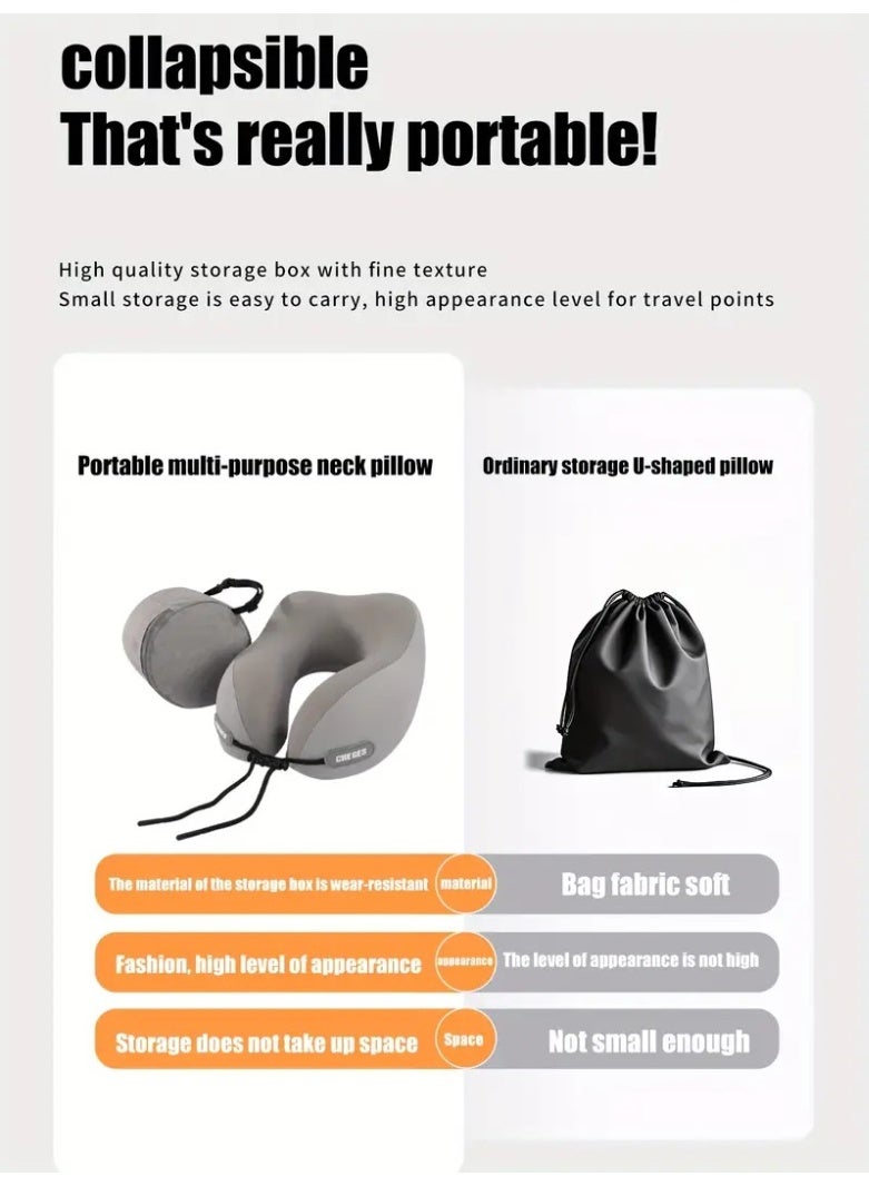 U-Shaped Memory Foam Travel Neck Pillow – Slow Rebound Ergonomic Head Support, Anti-Tilt Design for Neck & Head Comfort, Portable Sleep Pillow for Airplane, Car, Bus, Office & Home Naps  - Image 2