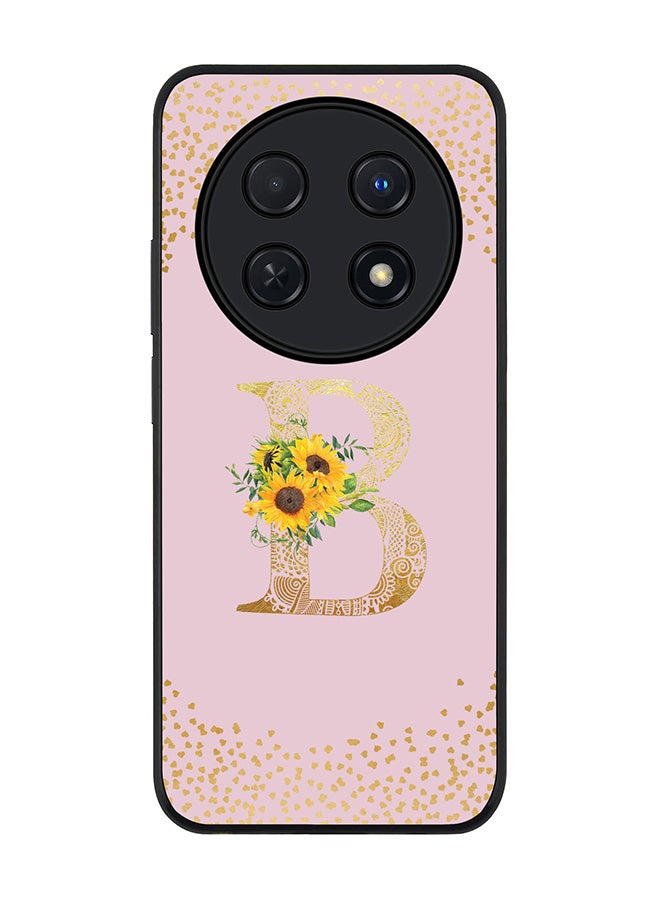 Stylizedd Rugged Black edge case for Huawei nova 12i 4G, Slim fit Flexible Thin Cover - Custom Monogram Initial Letter Floral Pattern Alphabet - B  (Pink ) - Image 1
