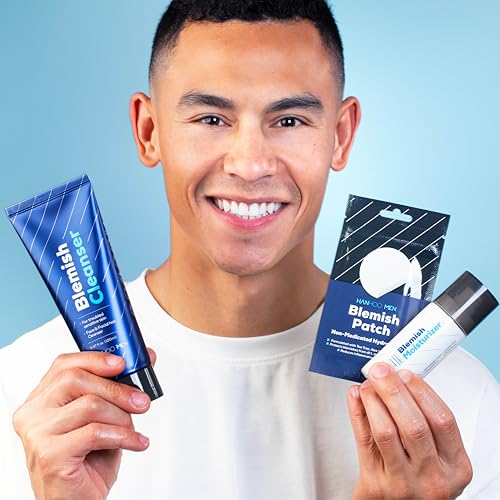 Hanhoo Mens Facial Care Kit Blemish Cleanser 507 Fl Oz Blemish Moisturizer 202 Fl Oz Blemish Patch 36 Ct with Bamboo Hyaluronic Acid and Green Tea Mens Acne Skin Care Kit Acne Regimen - Image 3