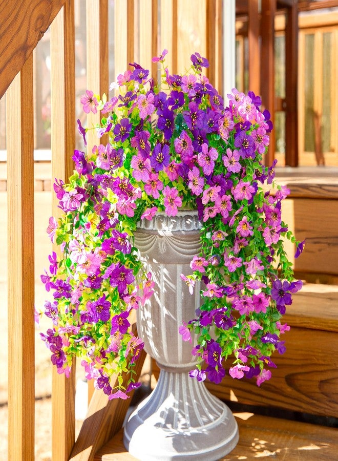 HyeFlora Artificial Flowers for Outdoors Decoration, 2Pcs Dark Purple and Purple Fake Hanging Flowers, UV & Fading Resistant, Faux Decor for Porch Patio Balcony Planter - Image 5